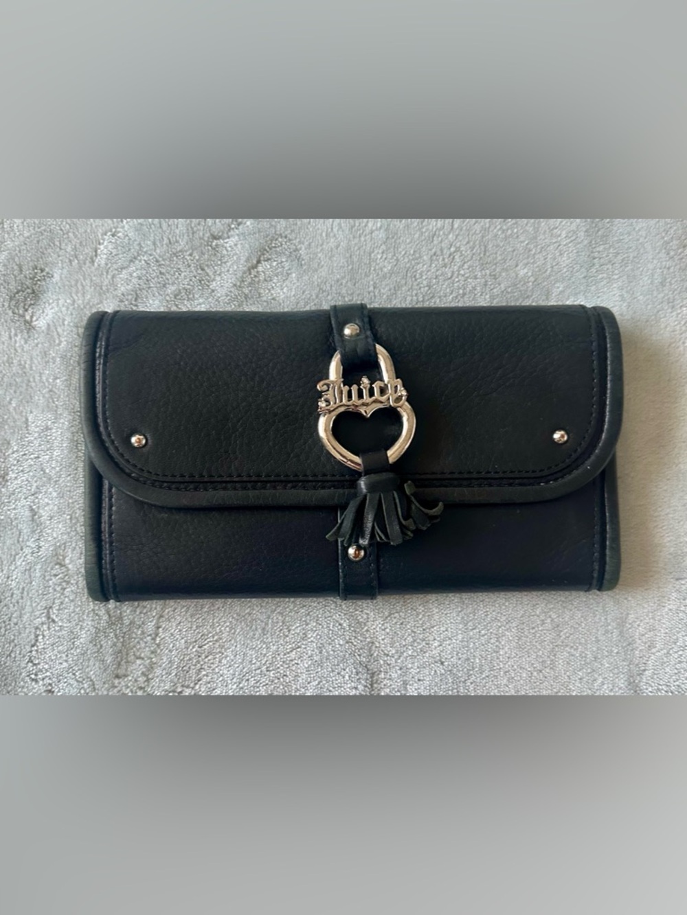 Juicy Couture Vintage Y2K Wallet Black w/ Love Heart Tassel
